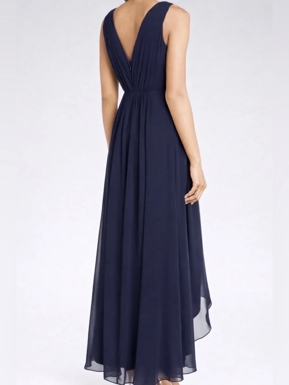 🆕🫐 Eliza J Navy Blue Chiffon Hi-Lo Dress Size 10 Formal Evening Wedding Guest - Picture 3 of 17